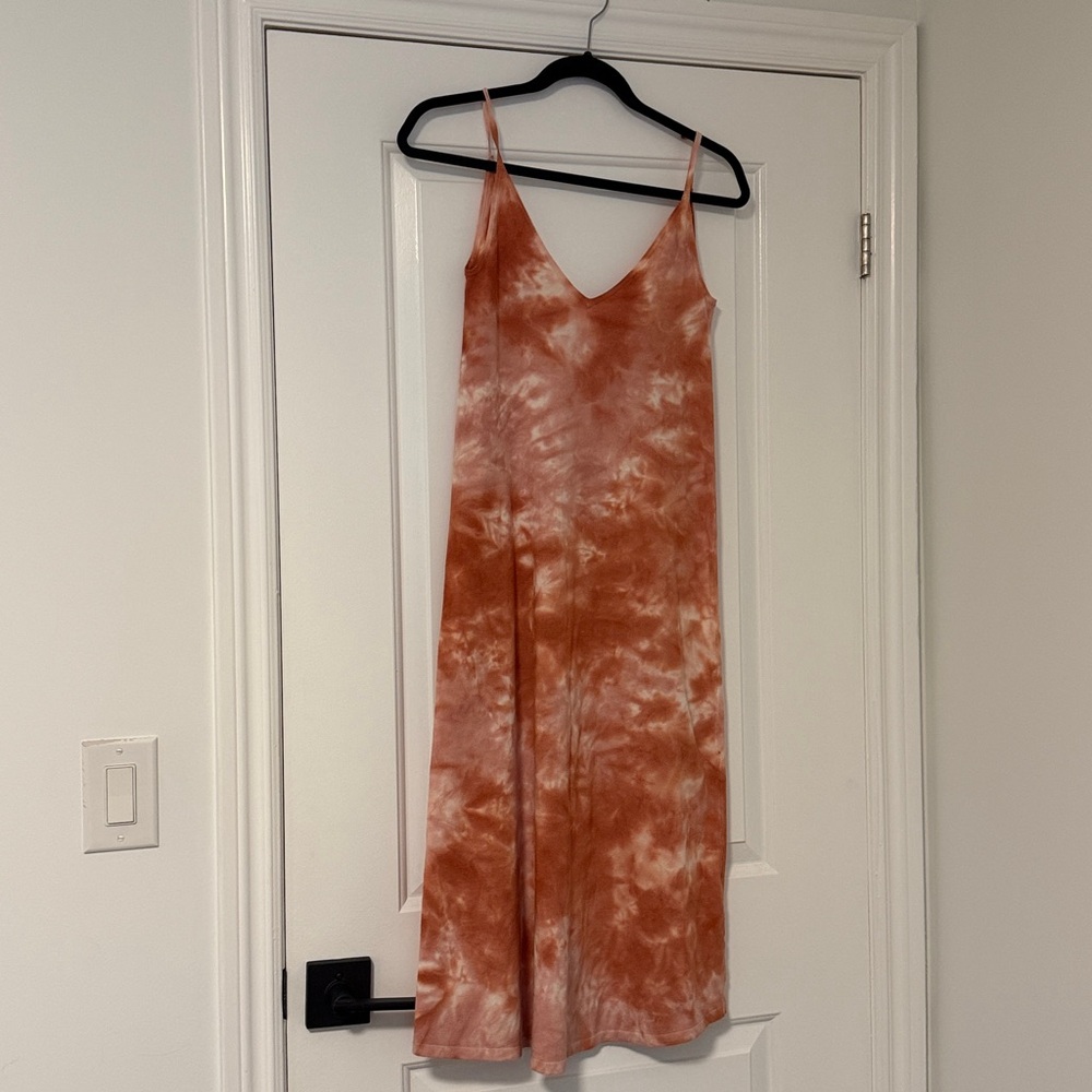 Zara Orange Tie-Dye Midi Slip Dress